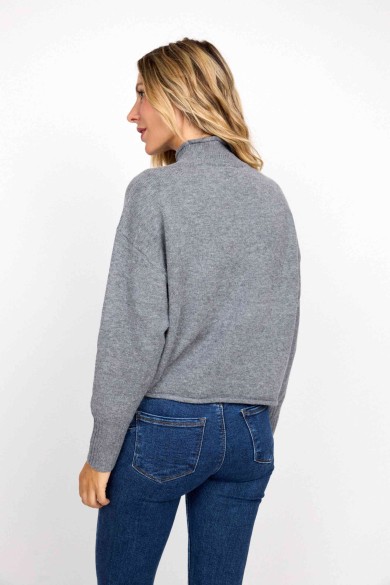 JERSEY GRIS DE CUELLO SEMI-ALTO DE PUNTO SUAVE FBZMT9570