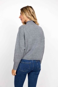 JERSEY GRIS DE CUELLO SEMI-ALTO DE PUNTO SUAVE FBZMT9570