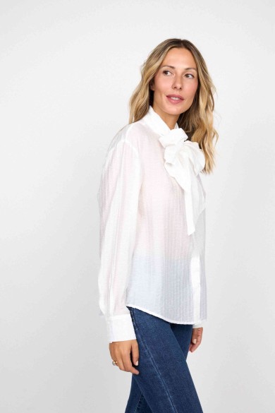 CAMISA OVERSIZE DE RAYAS ROSA Y AZUL CON DOBLE PUÑO Y BAJO BLANCO FBZMR22277