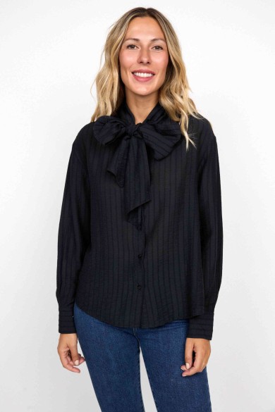 CAMISA OVERSIZE RAYAS NEGRA FBZMR22278