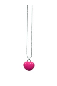 COLLAR PLATEADO CON COLGANTE DE CORAZÓN FUSIA SIN NÍQUEL