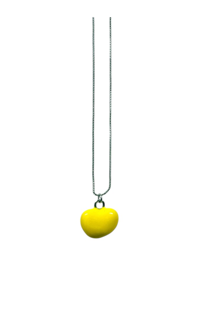 COLLAR PLATEADO CON COLGANTE DE CORAZÓN AMARILLO SIN NÍQUEL