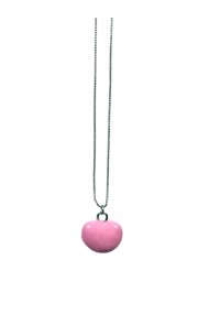 COLLAR PLATEADO CON COLGANTE DE CORAZÓN ROSA SIN NÍQUEL