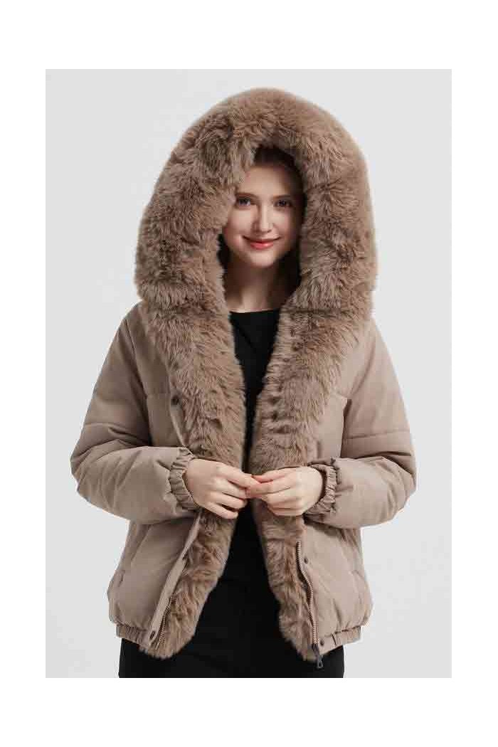 CAZADORA ACOLCHADA CON CUELLO DE PELO SINTÉTICO 3 COLORES OBRF2073