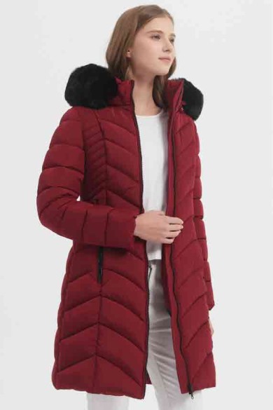 ABRIGO ACOLCHADO LARGO CON CAPUCHA Y PELO SINTÉTICO 3COLORES OBRF2061