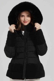 CHAQUETA ACOLCHADA BICOLOR CON CAPUCHA  PELO SINTÉTICO 3COLORES OBRF2076