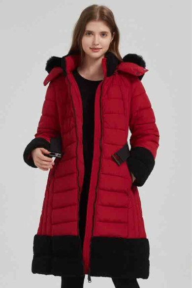 ABRIGO ACOLCHADO BICOLOR CON CINTURÓN Y CAPUCHA 3COLORES OBRF2075