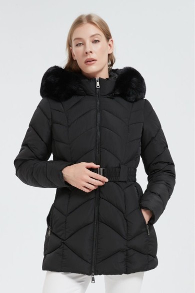 ABRIGO ACOLCHADO CON CAPUCHA Y PELO SINTÉTICO OBRF2078