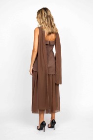CONJUNTO ASIMÉTRICO CON FALDA DE GASA MARRON FBZMR22404