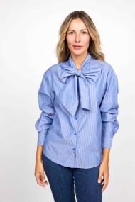 BLUSA RAYAS CON LAZO AZUL FBZMR22215