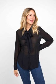 BLUSA CON LAZO AL CUELLO NEGRO FBZMR22354