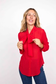 BLUSA CON LAZO AL CUELLO ROJO FBZMR22355
