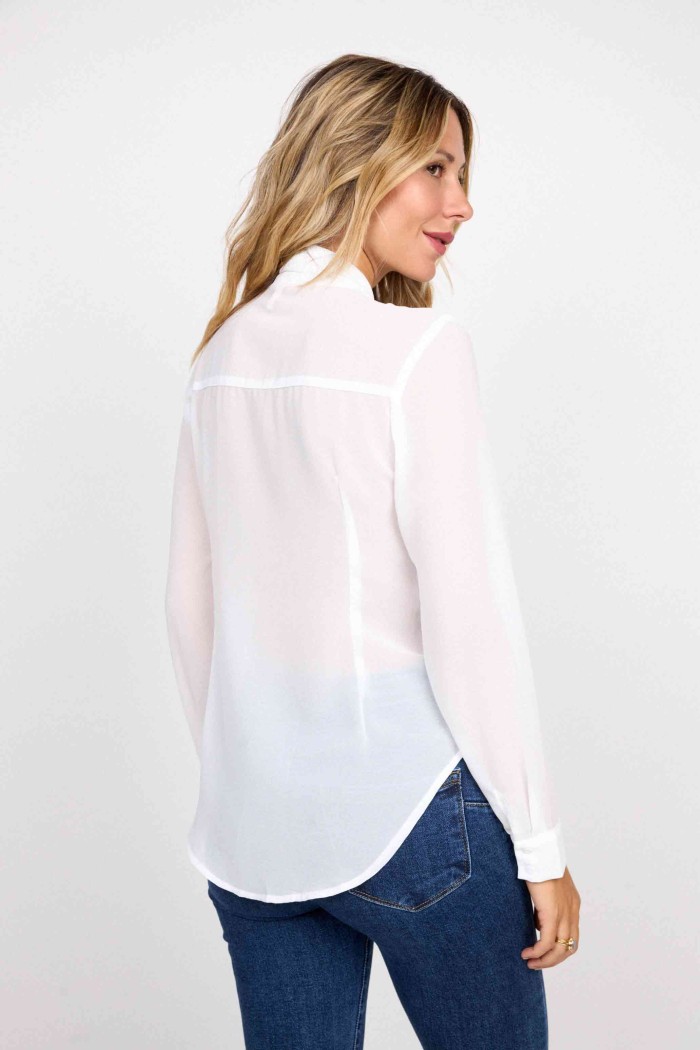 BLUSA CON LAZO AL CUELLO BLANCO FBZMR22353