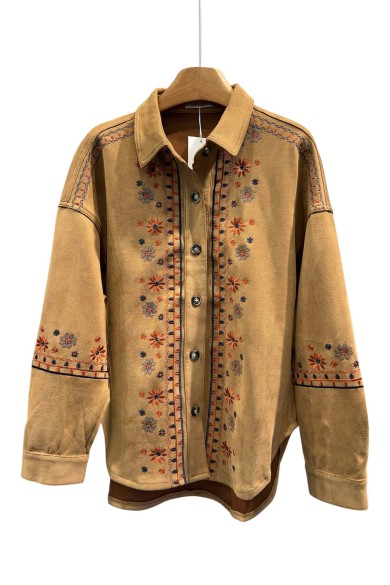 CAMISA ANTELINA CON BORDADOS FLORALES TY-1048