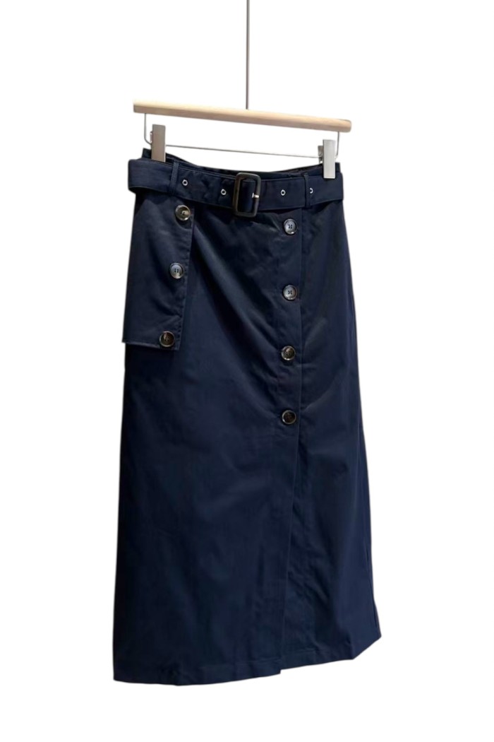 FALDA ESTILO TRENCH CON CINTURÓN AZUL MARINO FBZMA1575