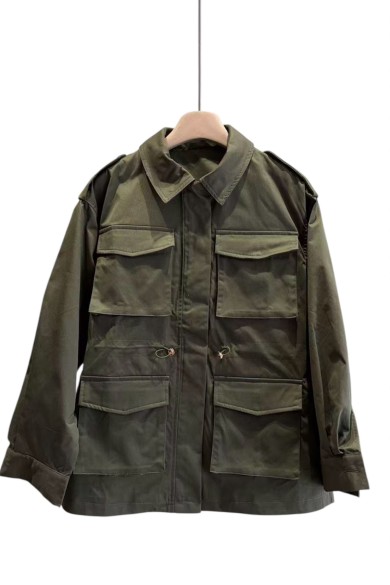 CHAQUETA SAFARI MULTIBOLSILLOS VERDE KAKI FBZMA1570