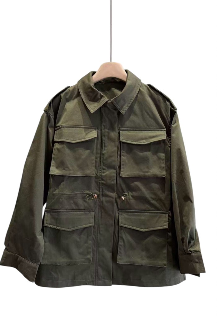CHAQUETA SAFARI MULTIBOLSILLOS VERDE KAKI FBZMA1570