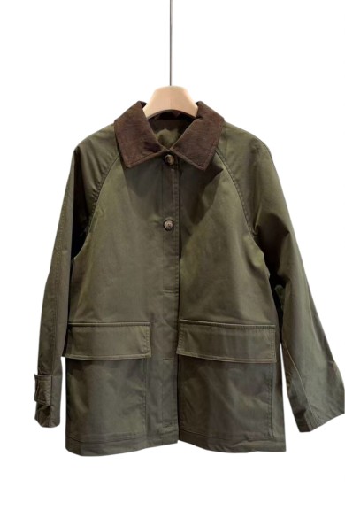 CHAQUETA VERDE CON CUELLO DE PANA VERDE KAKI FBZMA1568