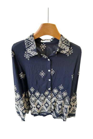 CAMISA BORDADA CON CUELLO VOLANTE 3 COLORES TY-1029