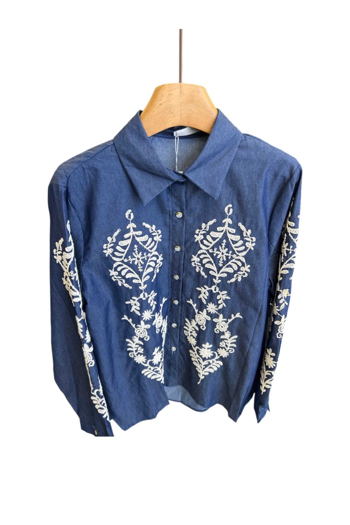 CAMISA VAQUERA CON BORDADOS FLORALES TY-1057