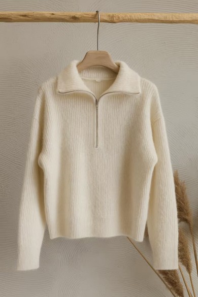 JERSEY DE CREMALLERA EN CUELLO ALTO 2 COLORES BEIGE Y MARRÓN FBZMT9568