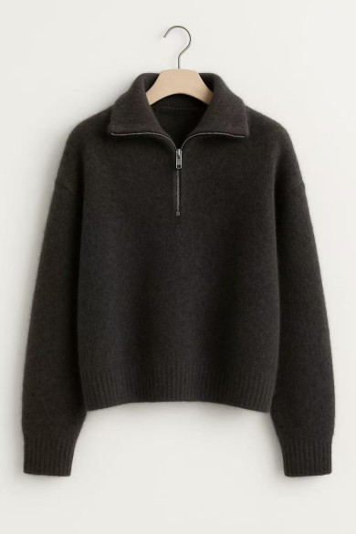 JERSEY DE CREMALLERA EN CUELLO ALTO 2 COLORES BEIGE Y MARRÓN FBZMT9569