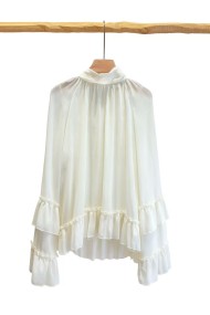 BLUSA DE GASA CON LAZO AL CUELLO BLANCO FBZMR22396
