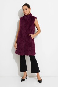 CHALECO LARGO DE PELO DE CONEJO CON CUELLO ALTO Y CIERRE OCULTO,COLOR MORADO PC-LLL5799