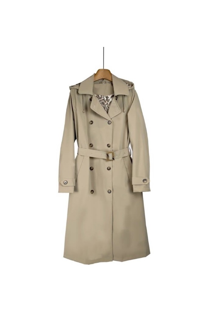 GABARDINA CON FORRO ANIMAL PRINT Y CAPUCHA DESMONTABLE TY-Z56578-1