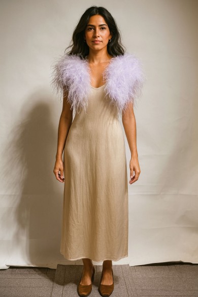 CHALECO CORTO PLUMAS DE AVESTRUZ PC-YLM5835-18