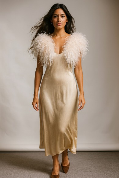 CHALECO CORTO PLUMAS DE AVESTRUZ PC-YLM5835-08