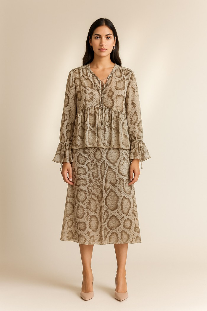 FALDA MIDI ESTAMPADO SERPIENTE FBZMR22415B