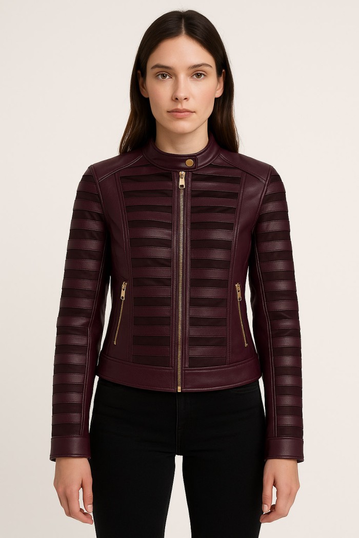 CHAQUETA POLIPIEL GRANATE TY-M9119
