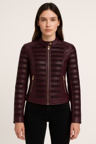 CHAQUETA POLIPIEL GRANATE TY-M9119