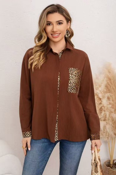 CAMISA MARRÓN CON DETALLES DE ESTAMPADO ANIMAL DD-A90006