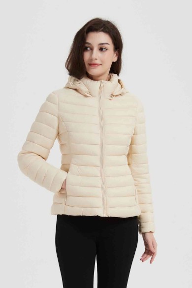 CHAQUETA ACOLCHADA FINA OBRF2015-BEIGE CLARO