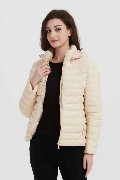 CHAQUETA ACOLCHADA FINA OBRF2015-BEIGE CLARO