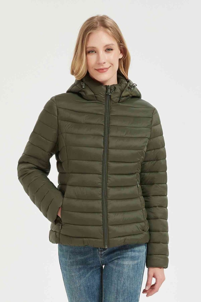 CHAQUETA ACOLCHADA FINA OBRF2015-VERDE KAKI L-4XL