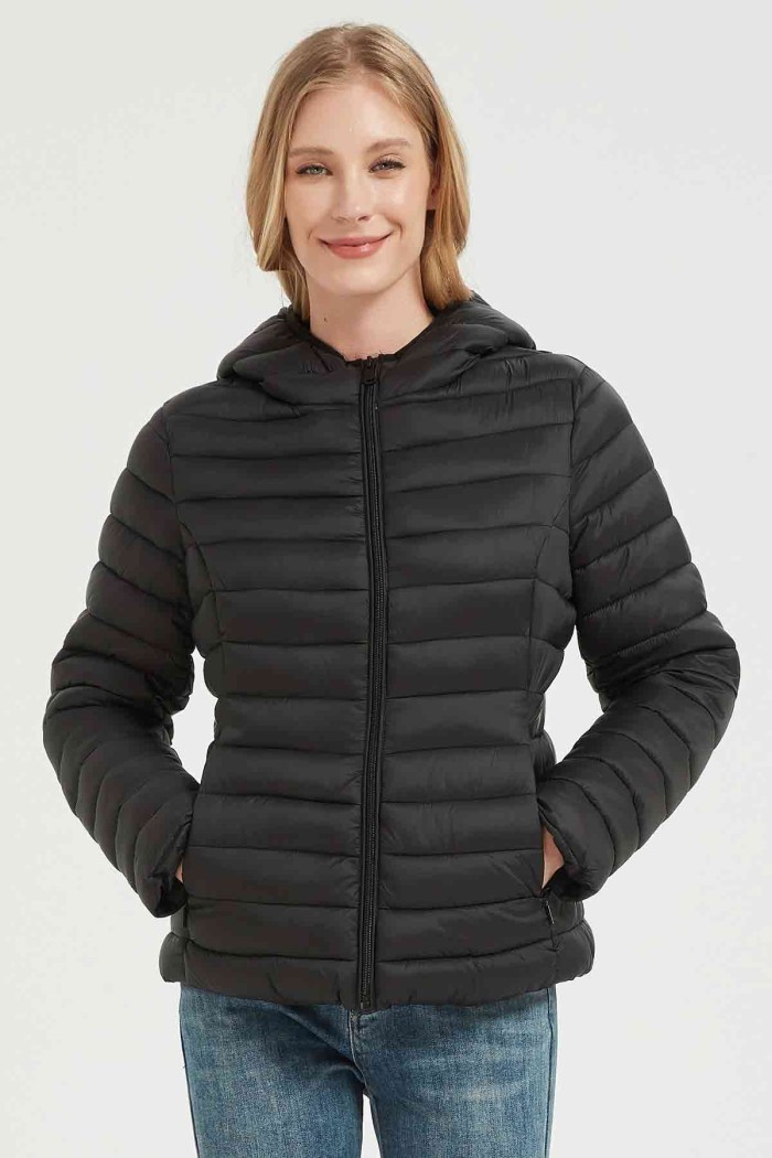 CHAQUETA ACOLCHADA FINA OBRF2015-NEGRO L-4XL