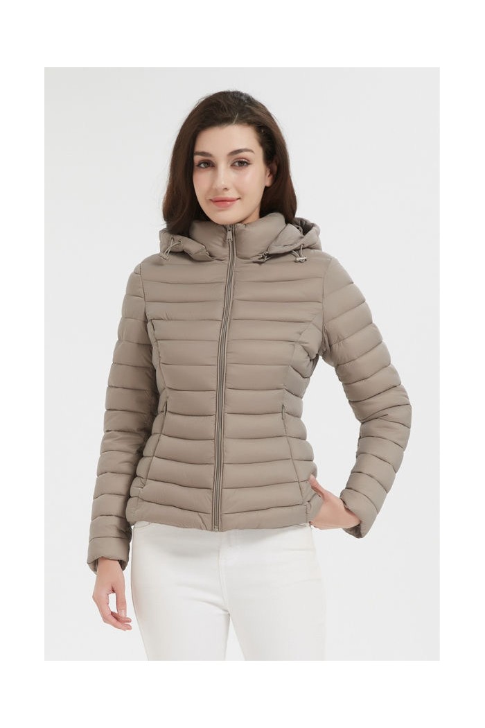 CHAQUETA ACOLCHADA FINA OBRF2015-BEIGE OSCURO L-4XL