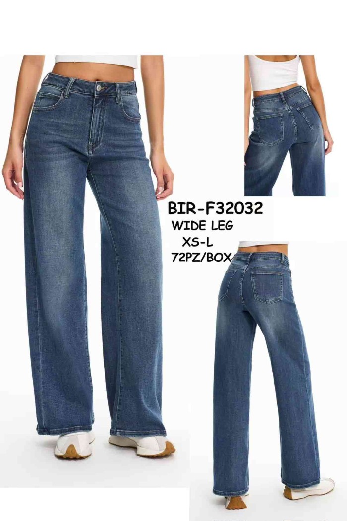 WIDE LEG HIGH WAIST DENIM JEANS BLUE FBZF32032