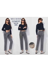 GREY STRAIGHT LEG FLEECE-LINED JEANS MID WASH FBLF6035
