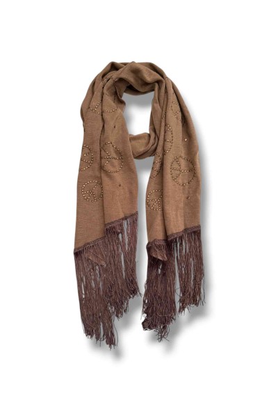 BUFANDA CON FLECOS Y DETALLE DE STRASS VARIOS COLORES