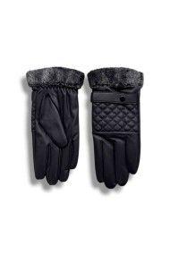 GUANTES DE POLIPIEL ACOLCHADOS CON PELO SINTÉTICO EN PUÑO COLOR NEGRO