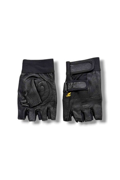 GUANTES DE CUERO AUTÉNTICO SIN DEDOS COLOR NEGRO