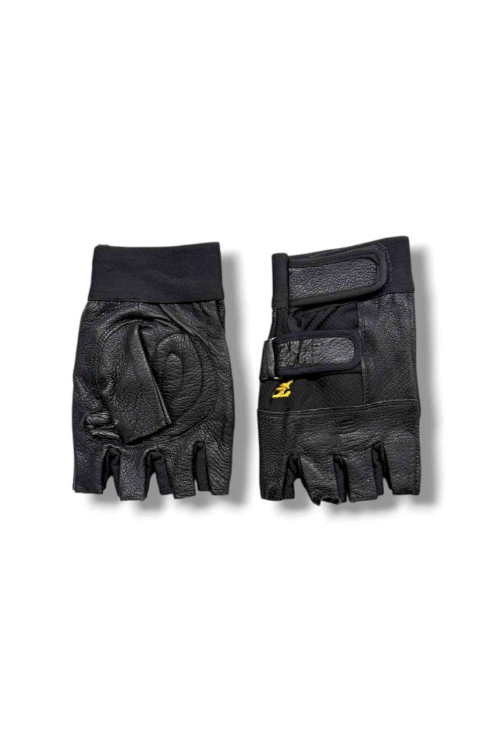 GUANTES DE CUERO AUTÉNTICO SIN DEDOS COLOR NEGRO