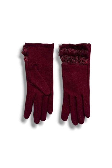 GUANTES CON ENCAJE Y DETALLE DE PELO VARIOS COLORES