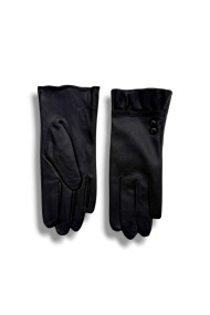 GUANTES DE CUERO CON VOLANTE Y BOTONES DECORATIVOS