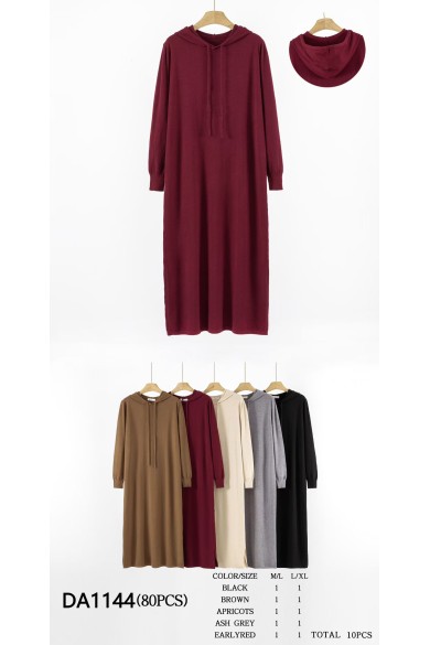 VESTIDO DE PUNTO CON CAPUCHA DBT-DA1144