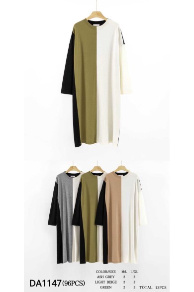 VESTIDO DE PUNTO BICOLOR OVERSIZE DBT-DA1147